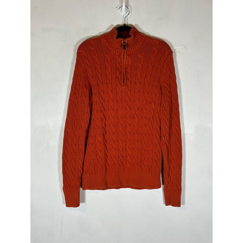 Old Navy Women's Small Orange Cable Knit Quarter Zip Sweater Preppy